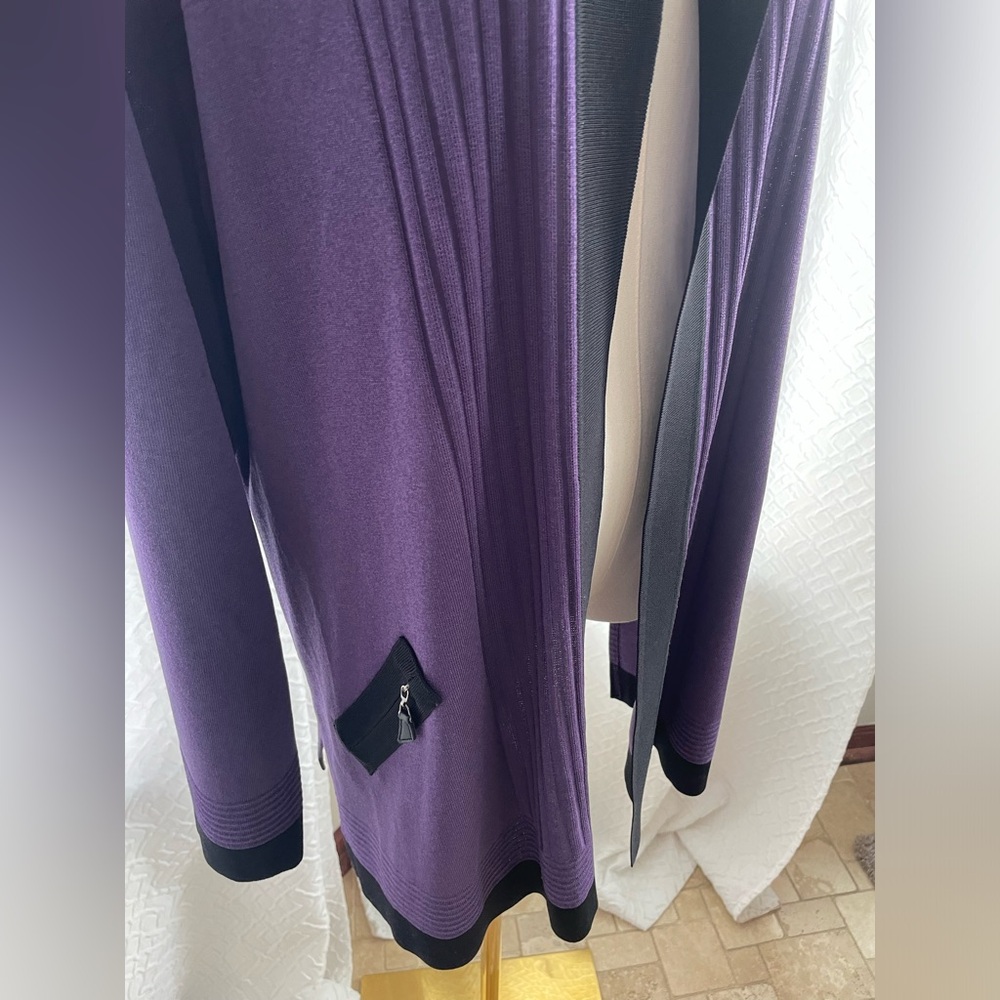 MISOOK 1X Purple and Black Women's Jacket Knit - Picture 7 of 11